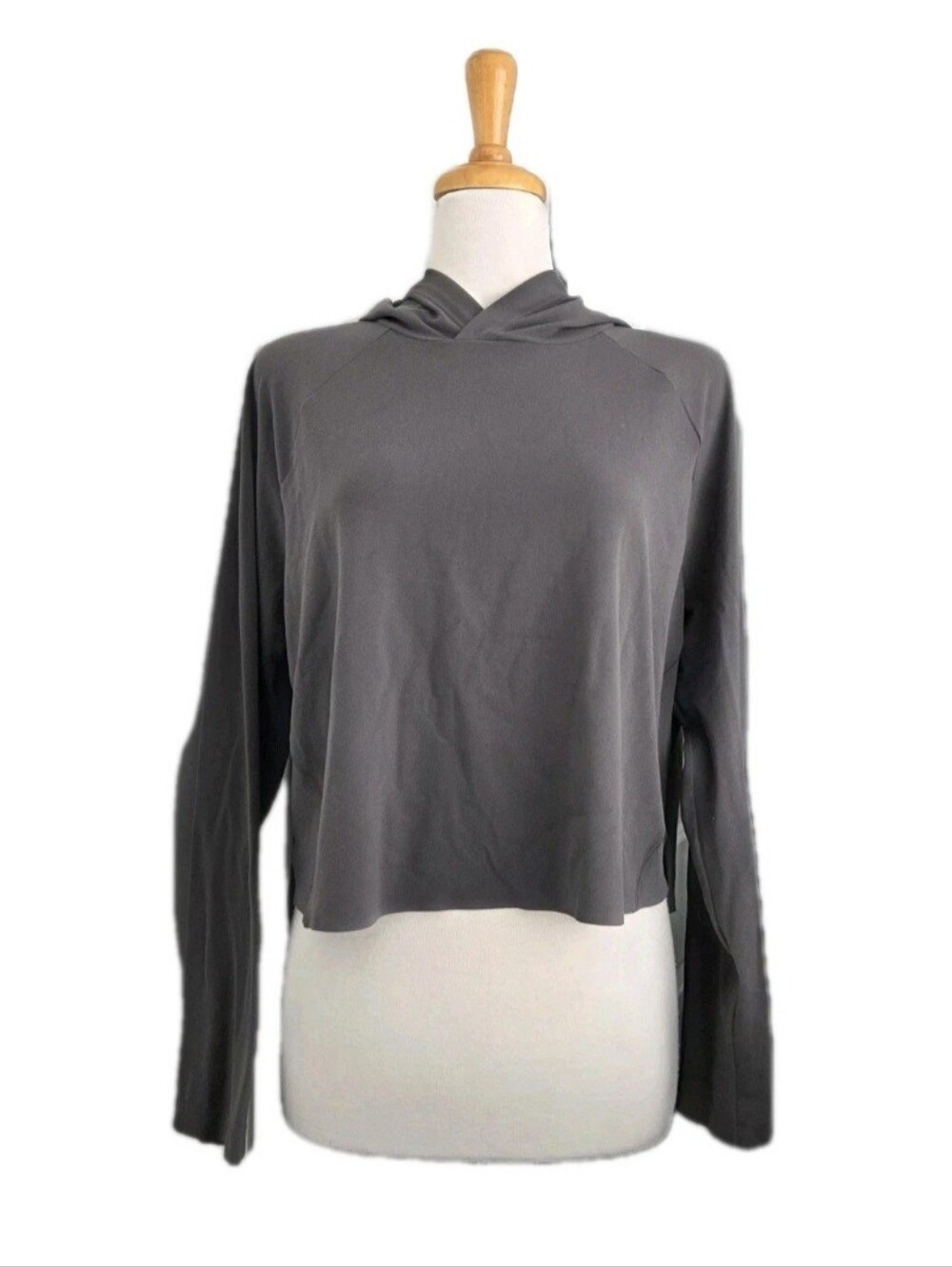 FLX Gray Active Cropped Hoodie Women's Size L Running Activewear